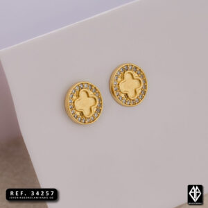 Arete Clover Redondo Circonias de 1 cm