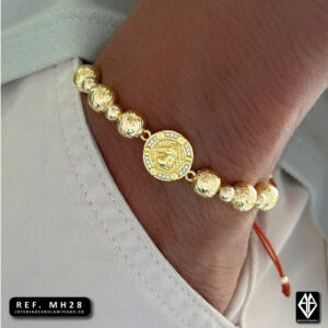 Pulsera/Manilla caballo en centro con circones balines lisos de 5 mm con diamantados de 8 mm